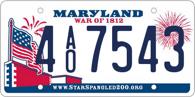 MD license plate 4AO7543