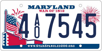MD license plate 4AO7545