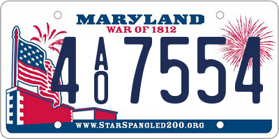 MD license plate 4AO7554