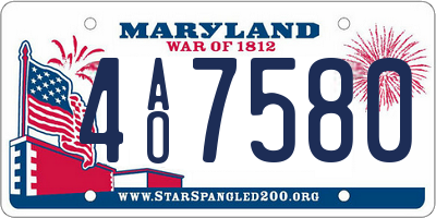 MD license plate 4AO7580