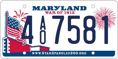MD license plate 4AO7581