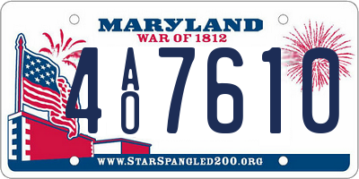 MD license plate 4AO7610