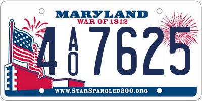 MD license plate 4AO7625