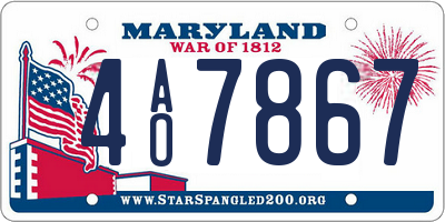 MD license plate 4AO7867