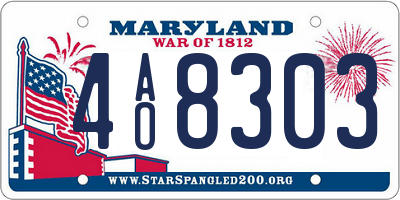MD license plate 4AO8303