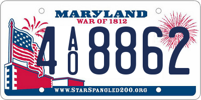 MD license plate 4AO8862