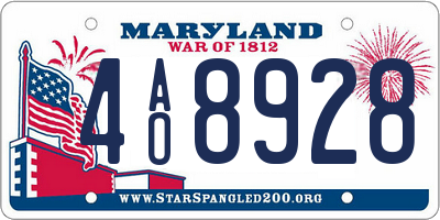 MD license plate 4AO8928