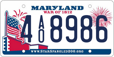 MD license plate 4AO8986