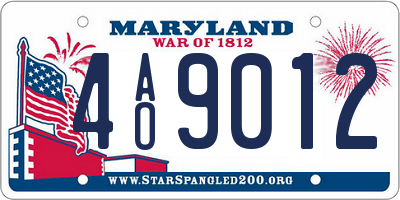 MD license plate 4AO9012