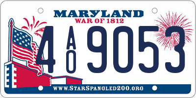 MD license plate 4AO9053