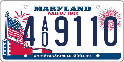 MD license plate 4AO9110
