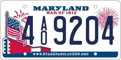 MD license plate 4AO9204