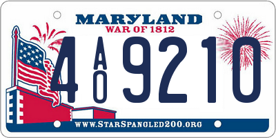 MD license plate 4AO9210