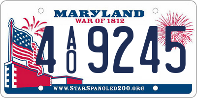 MD license plate 4AO9245