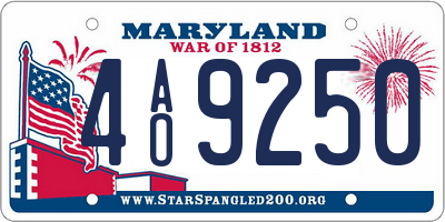 MD license plate 4AO9250