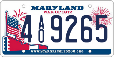 MD license plate 4AO9265
