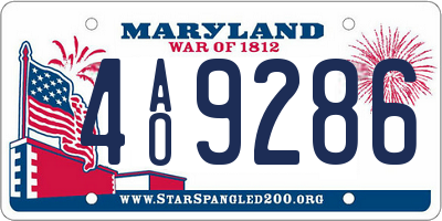 MD license plate 4AO9286