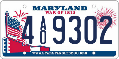 MD license plate 4AO9302