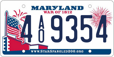 MD license plate 4AO9354