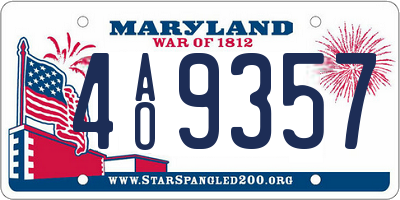 MD license plate 4AO9357