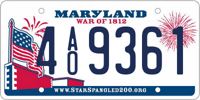 MD license plate 4AO9361