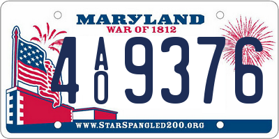 MD license plate 4AO9376