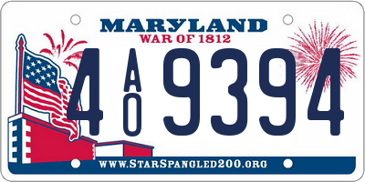 MD license plate 4AO9394