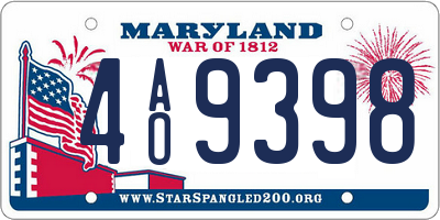 MD license plate 4AO9398