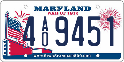 MD license plate 4AO9451