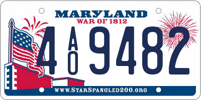 MD license plate 4AO9482