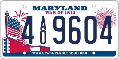 MD license plate 4AO9604