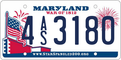MD license plate 4AS3180
