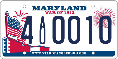 MD license plate 4AU0010
