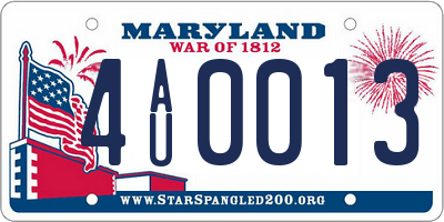 MD license plate 4AU0013