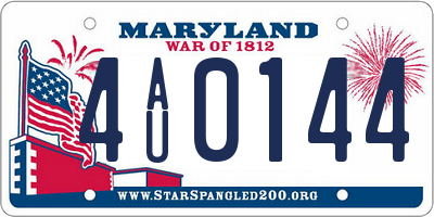 MD license plate 4AU0144