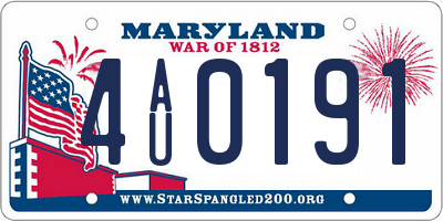 MD license plate 4AU0191