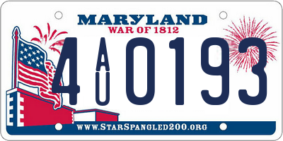 MD license plate 4AU0193