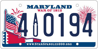 MD license plate 4AU0194