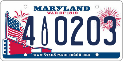 MD license plate 4AU0203