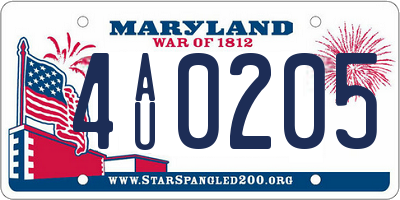 MD license plate 4AU0205