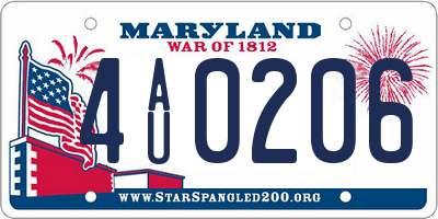 MD license plate 4AU0206