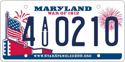 MD license plate 4AU0210