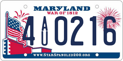 MD license plate 4AU0216