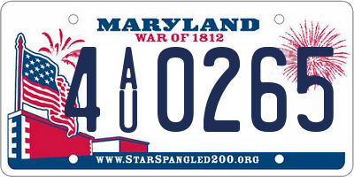 MD license plate 4AU0265
