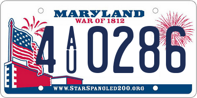 MD license plate 4AU0286