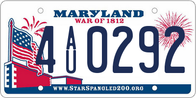 MD license plate 4AU0292