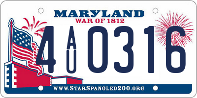 MD license plate 4AU0316