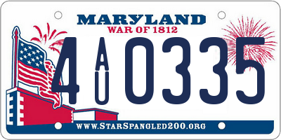 MD license plate 4AU0335