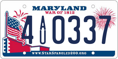 MD license plate 4AU0337