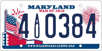MD license plate 4AU0384